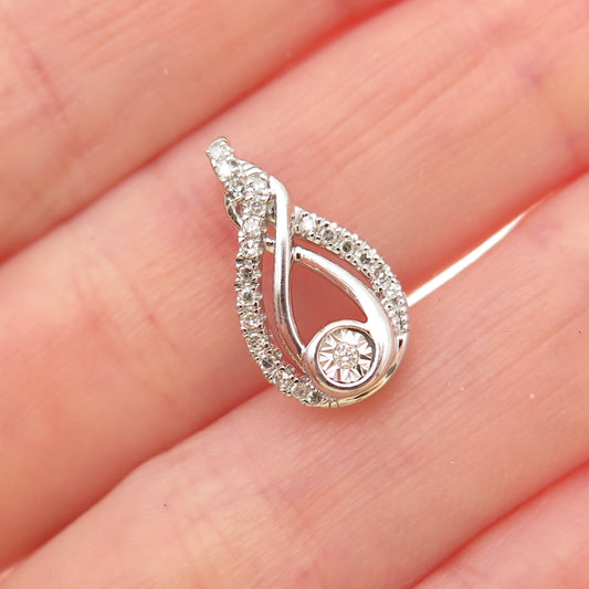 Jane Seymour 925 Sterling Silver Real Diamond Inter Woven Mini Charm Pendant