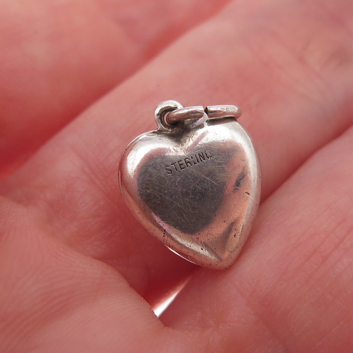 925 Sterling Silver Antique Art Deco Heart Chatelaine Charm Pendant