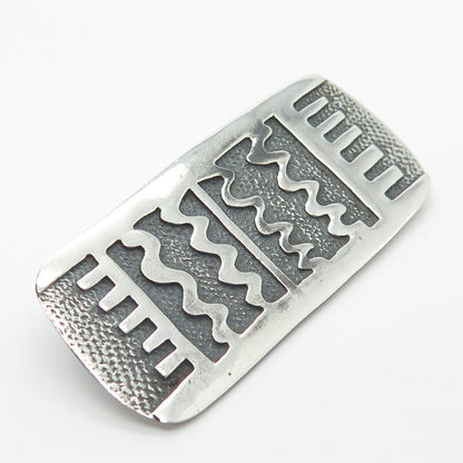 925 Sterling Silver Vintage Woods Wavy Pattern Pin Brooch