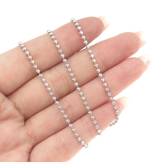 925 Sterling Silver Italy Bead Chain Necklace 24"