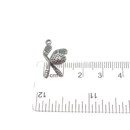 925 Sterling Silver Vintage Golf Club Oxidized Minimalist Charm Pendant