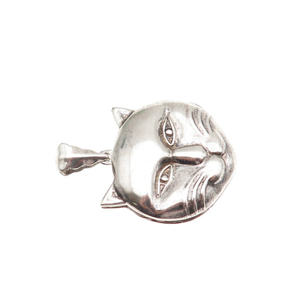 REO CO. 925 Sterling Silver Vintage Cat Locket Charm Pendant