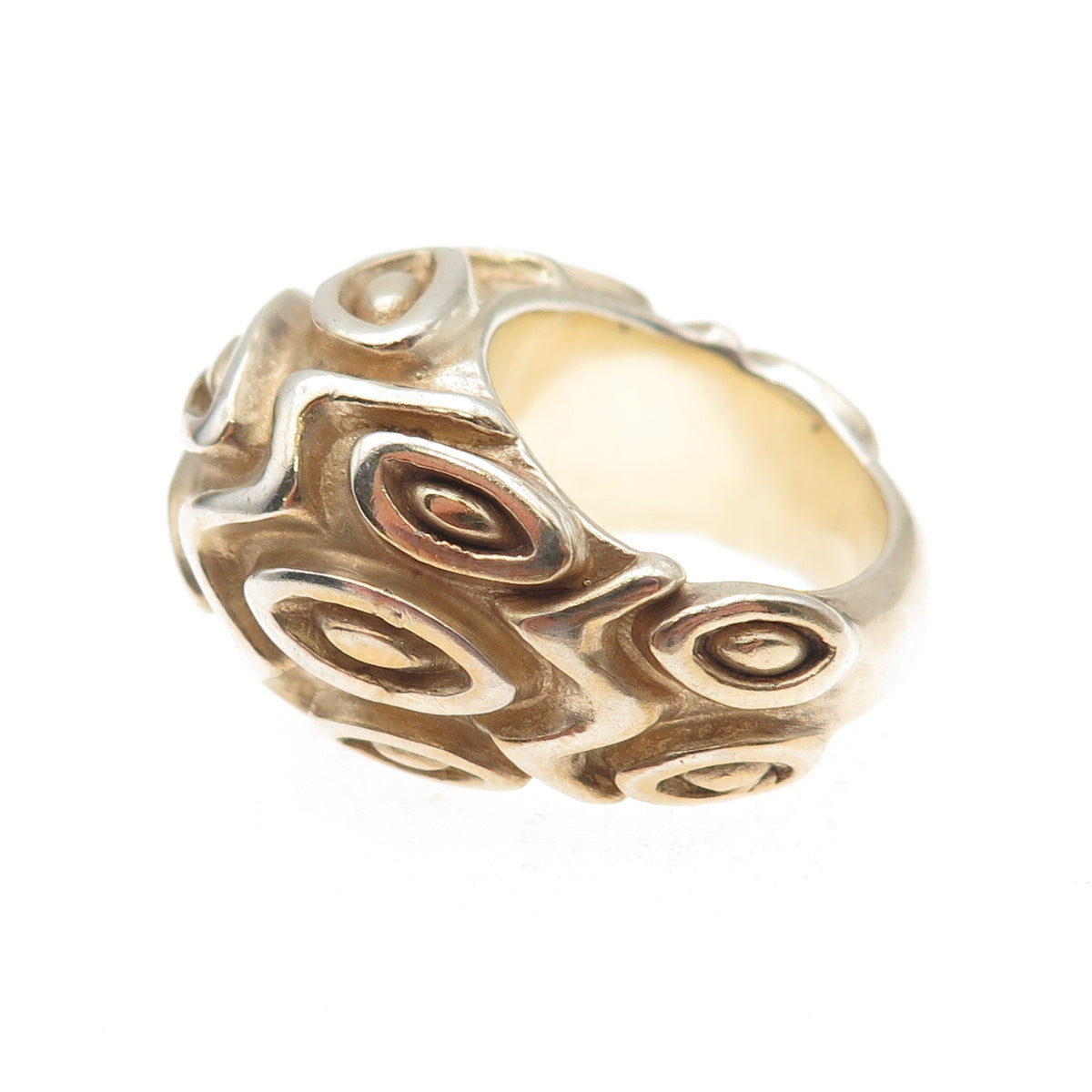 JCM Jacmel Mauritius 925 Sterling Silver 2-Tone Vintage Italy Hollow Ring Size 5