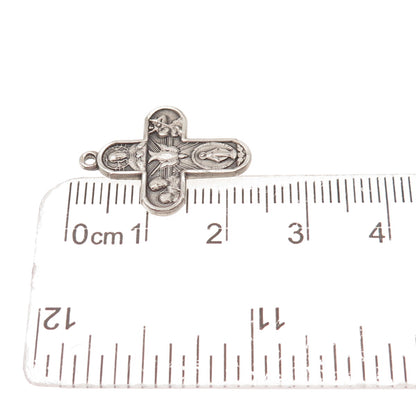 Bliss 925 Sterling Silver Vintage 4-Way Cross Catholic Oxidized Charm Pendant