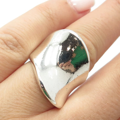 925 Sterling Silver Vintage Mexico Modernist Wide Ring Size 6.25