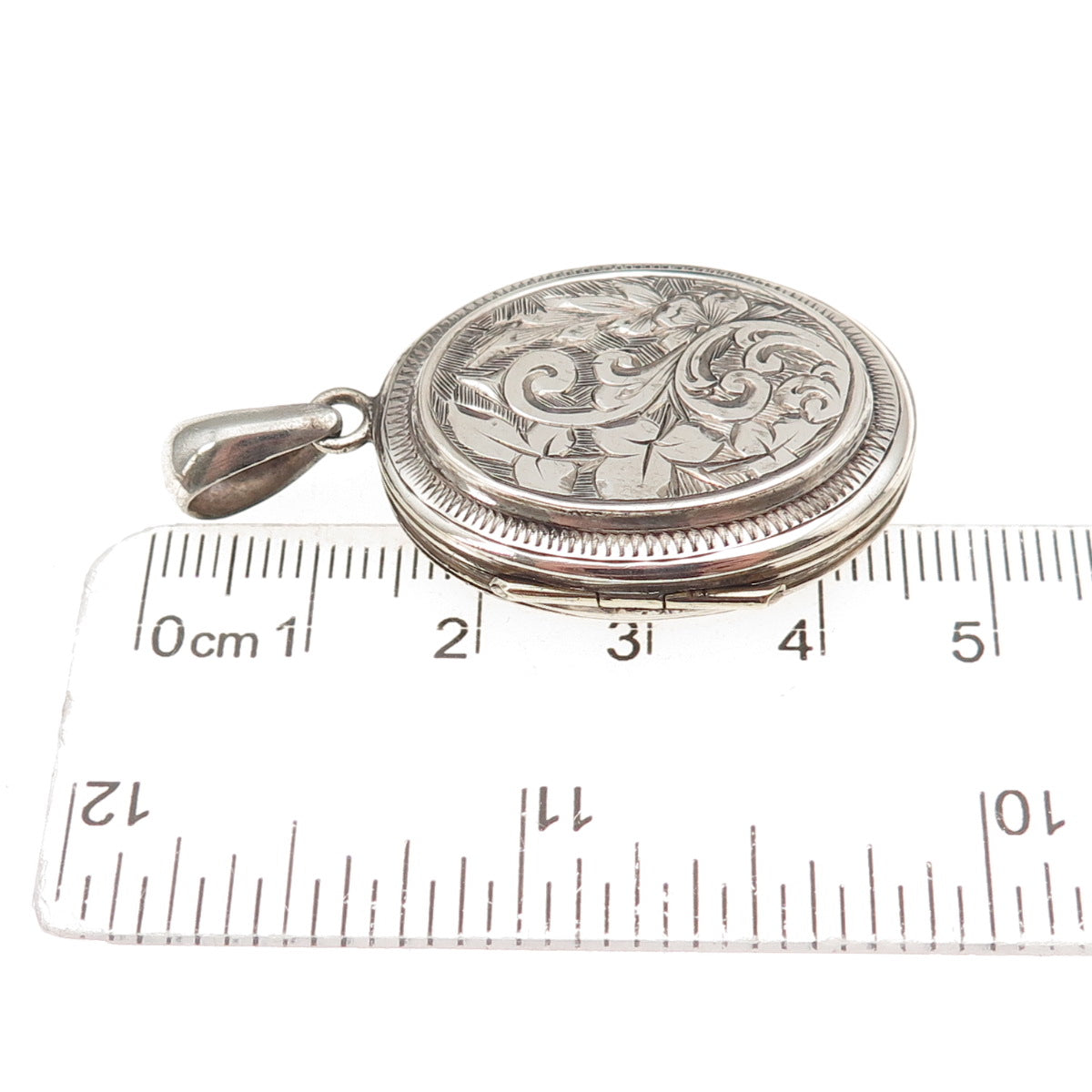 925 Sterling Silver Antique Art Deco Engraved Floral Locket Charm Pendant