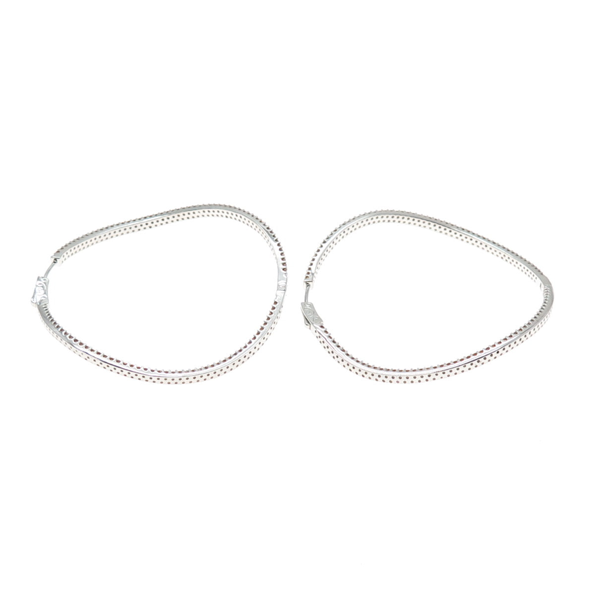 KLEO 925 Sterling Silver Round-Cut Cognac C Z In & Out Wavy Large Hoop Earrings