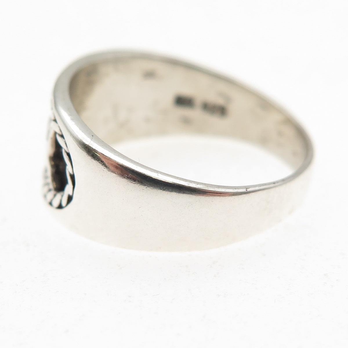 925 Sterling Silver Vintage Pisces Zodiac Sign Oxidized Ring Size 7