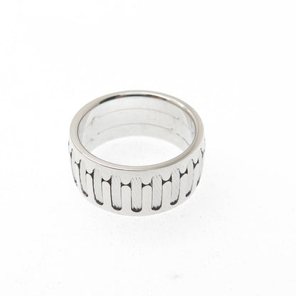 NEOS 925 Sterling Silver Textured Sewing Stitches Band Ring Size 7.75