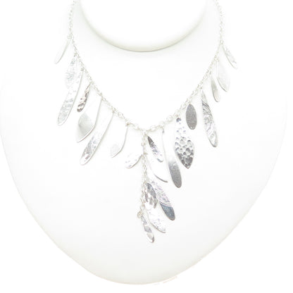 SILPADA 925 Sterling Silver Vintage Modernist Hammered Petal Chain Necklace 24"