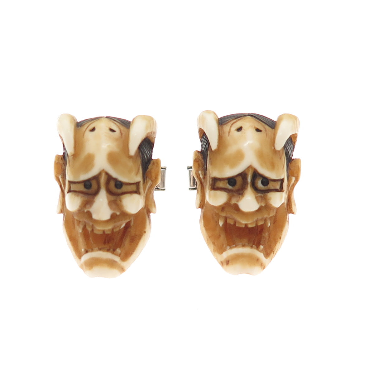 925 Sterling Silver Vintage Japanese Hannya Mask Cufflinks