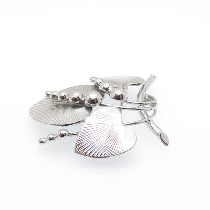 CARL ART 925 Sterling Silver Antique Art Deco Floral Heart Pin Brooch