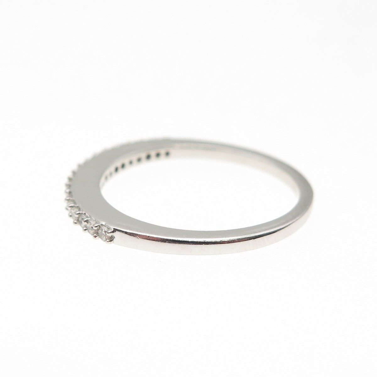 925 Sterling Silver Round-Cut C Z Stackable Half Eternity Ring Size 6.75