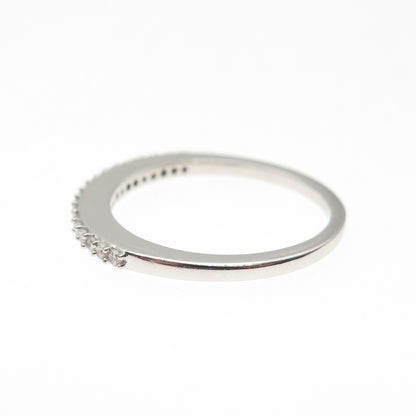 925 Sterling Silver Round-Cut C Z Stackable Half Eternity Ring Size 6.75