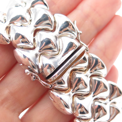 MILOR 925 Sterling Silver Vintage Italy Modernist Hourglass Link Bracelet 7.5"