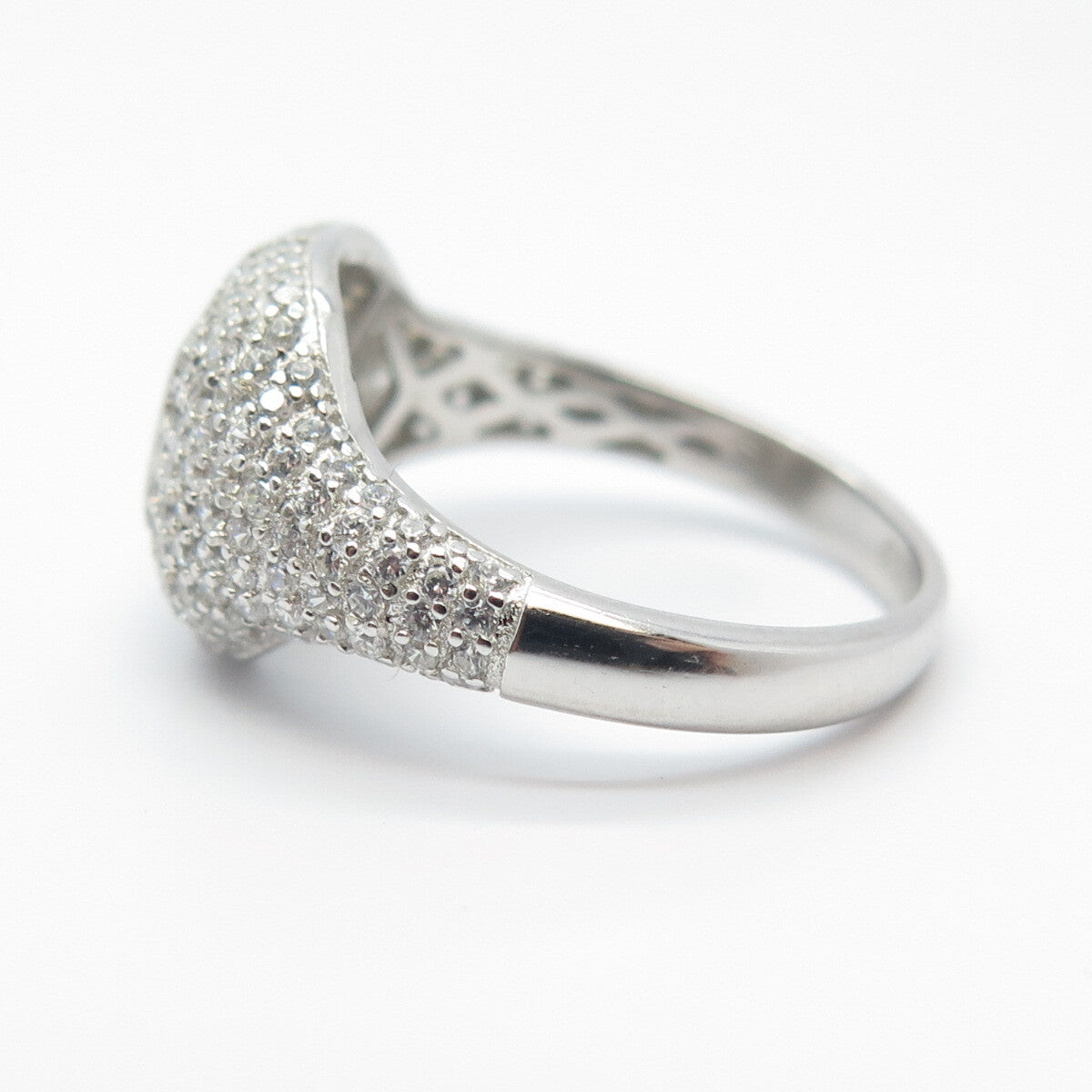 925 Sterling Silver Princess-Cut C Z Granulated Ring Size 7