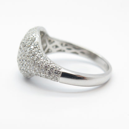 925 Sterling Silver Princess-Cut C Z Granulated Ring Size 7