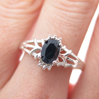 NEVADA 925 Sterling Silver Vintage Real Oval-Cut Sapphire Ring Size 9.25