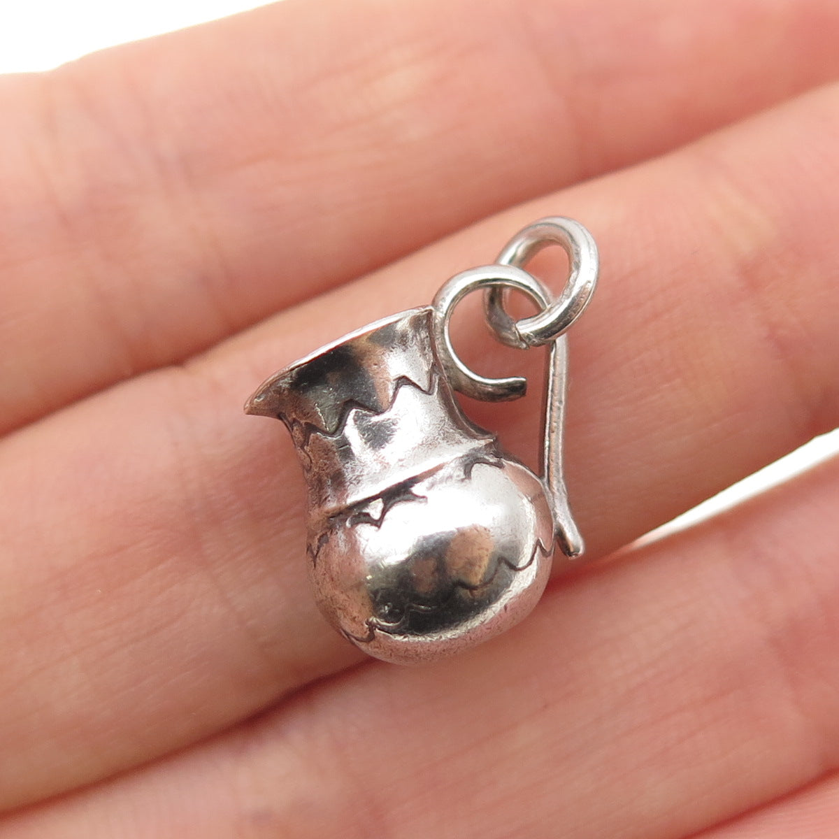 Old Pawn 925 Sterling Silver Vintage Southwestern Pitcher Mini 3D Charm Pendant
