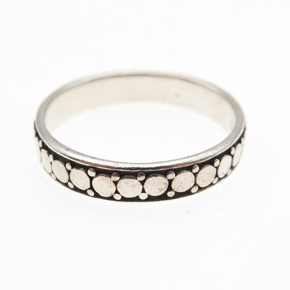 925 Sterling Silver Vintage Oxidized Dotted Band Ring Size 8
