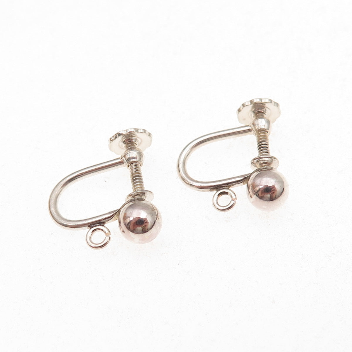 925 Sterling Silver Vintage Charm Holder Screw Back Earrings