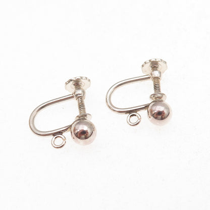 925 Sterling Silver Vintage Charm Holder Screw Back Earrings