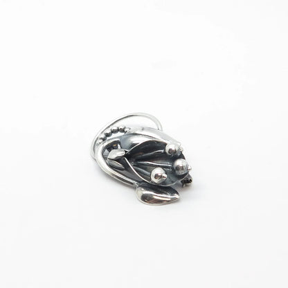 925 Sterling Silver Vintage Calla Lily Floral Pin Brooch