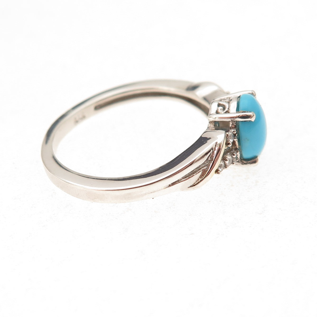 Chuck Clemency 925 Sterling Silver Real Turquoise & White Topaz Ring Size 8