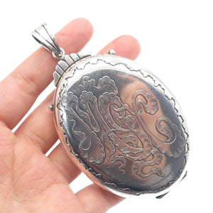 GORHAM 925 Sterling Silver Antique Art Deco Engraved "MGC" Locket Pendant #683