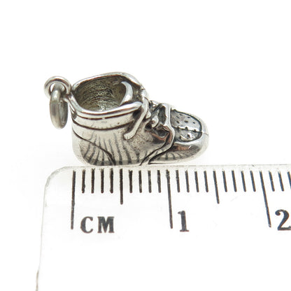 JEZLAINE 925 Sterling Silver Vintage Boot Shoe 3D Charm Pendant