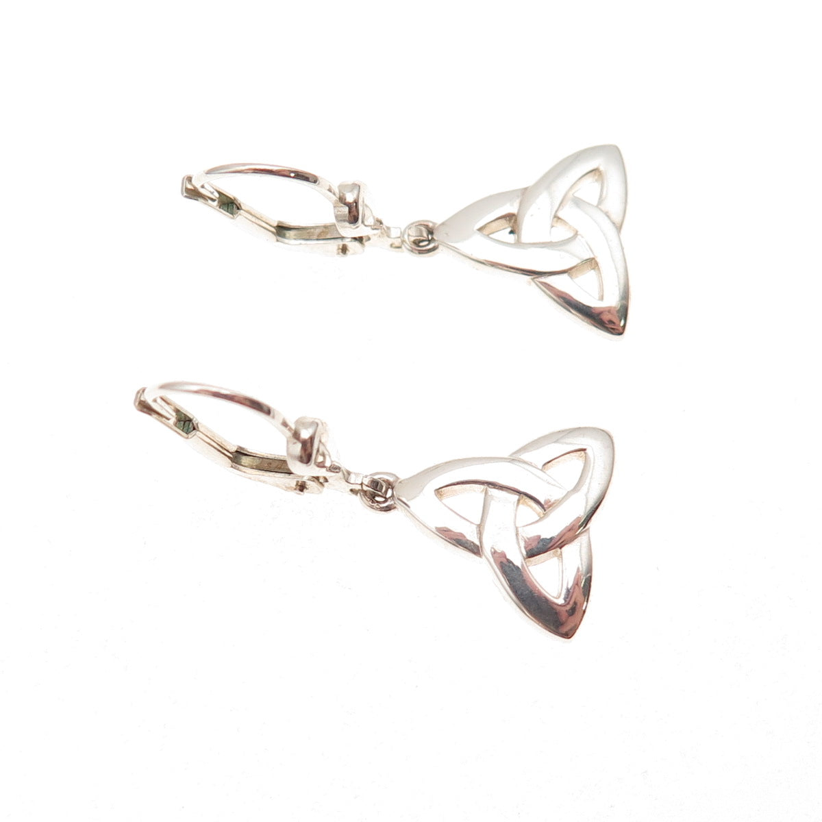 Solvar 925 Sterling Silver Vintage Celtic Trinity Knot Dangle Earrings
