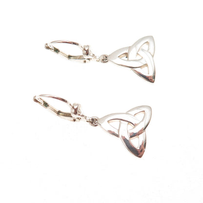 Solvar 925 Sterling Silver Vintage Celtic Trinity Knot Dangle Earrings