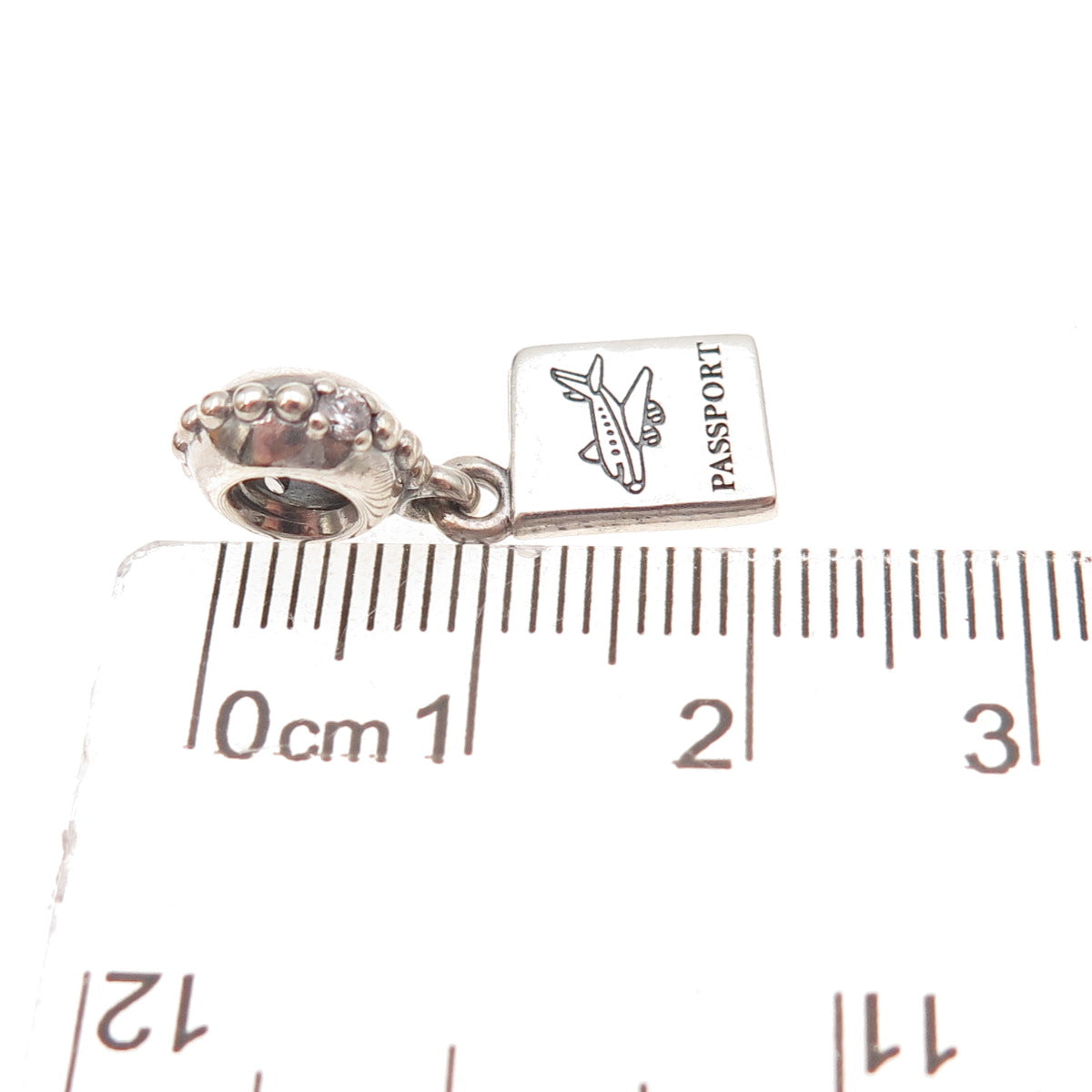 Pandora 925 Sterling Silver C Z Passport Adventure Awaits Dangle Charm