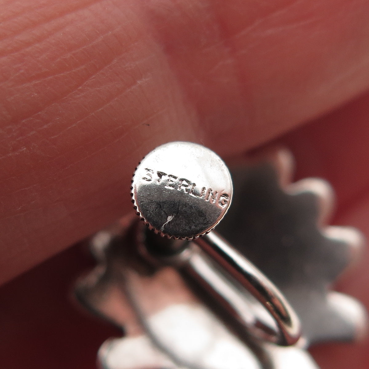 925 Sterling Silver Antique Art Deco Seashell Screw Back Earrings