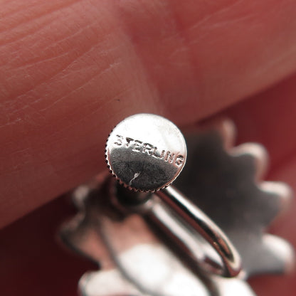 925 Sterling Silver Antique Art Deco Seashell Screw Back Earrings