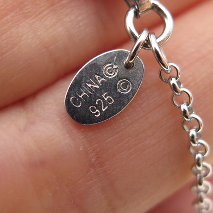 925 Sterling Silver Enamel Real Tourmaline Heart Flower Chain Necklace 32"