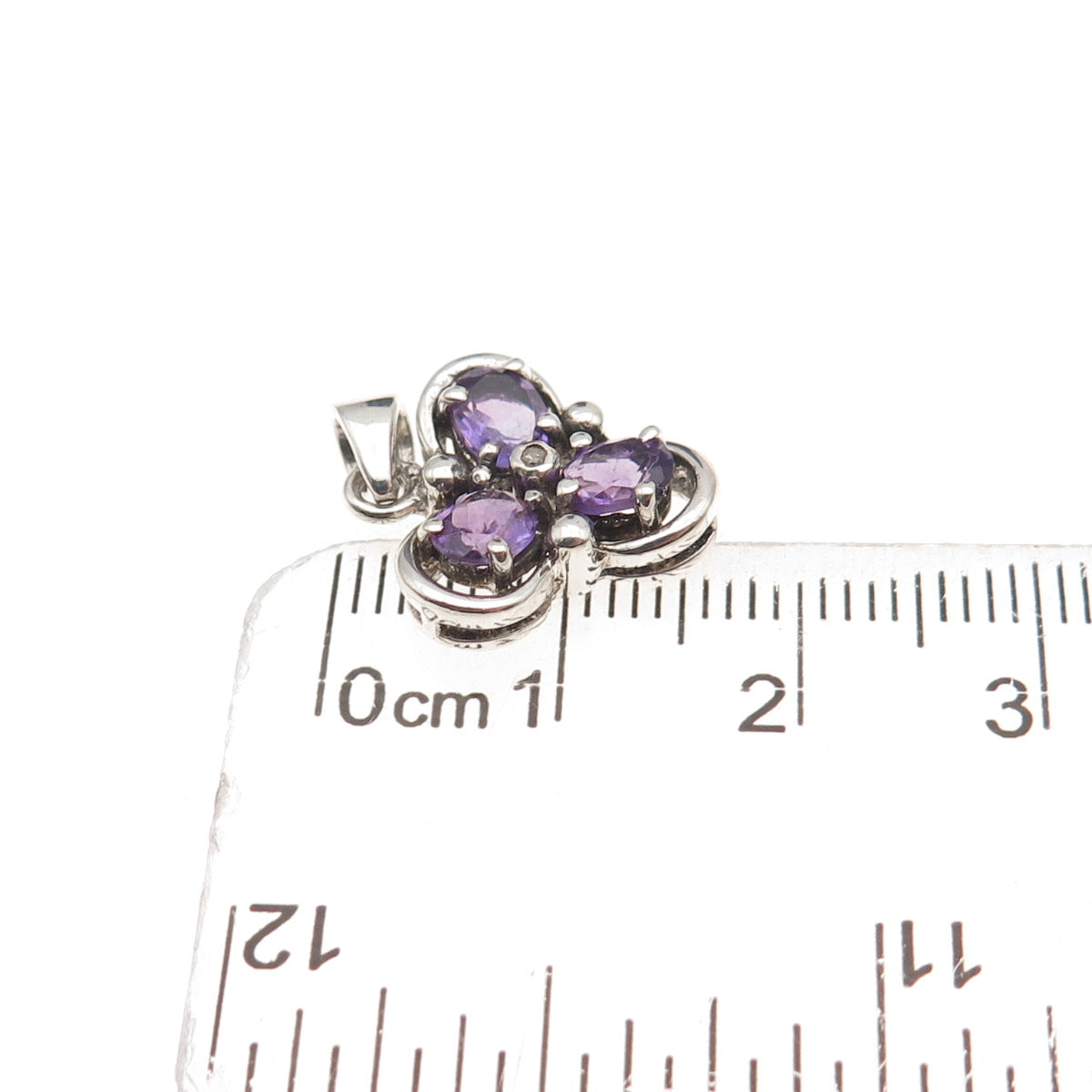 RJ Graziano 925 Sterling Silver Real Diamond & Amethyst Charm Pendant
