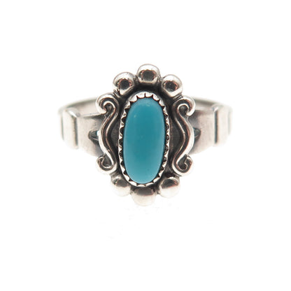 Bell Trading Post Old Pawn 925 Sterling Silver Vintage Turquoise Ring Size 4.5