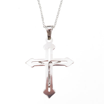 925 Sterling Silver Italy Crucifix Cross Cable Chain Necklace 18"