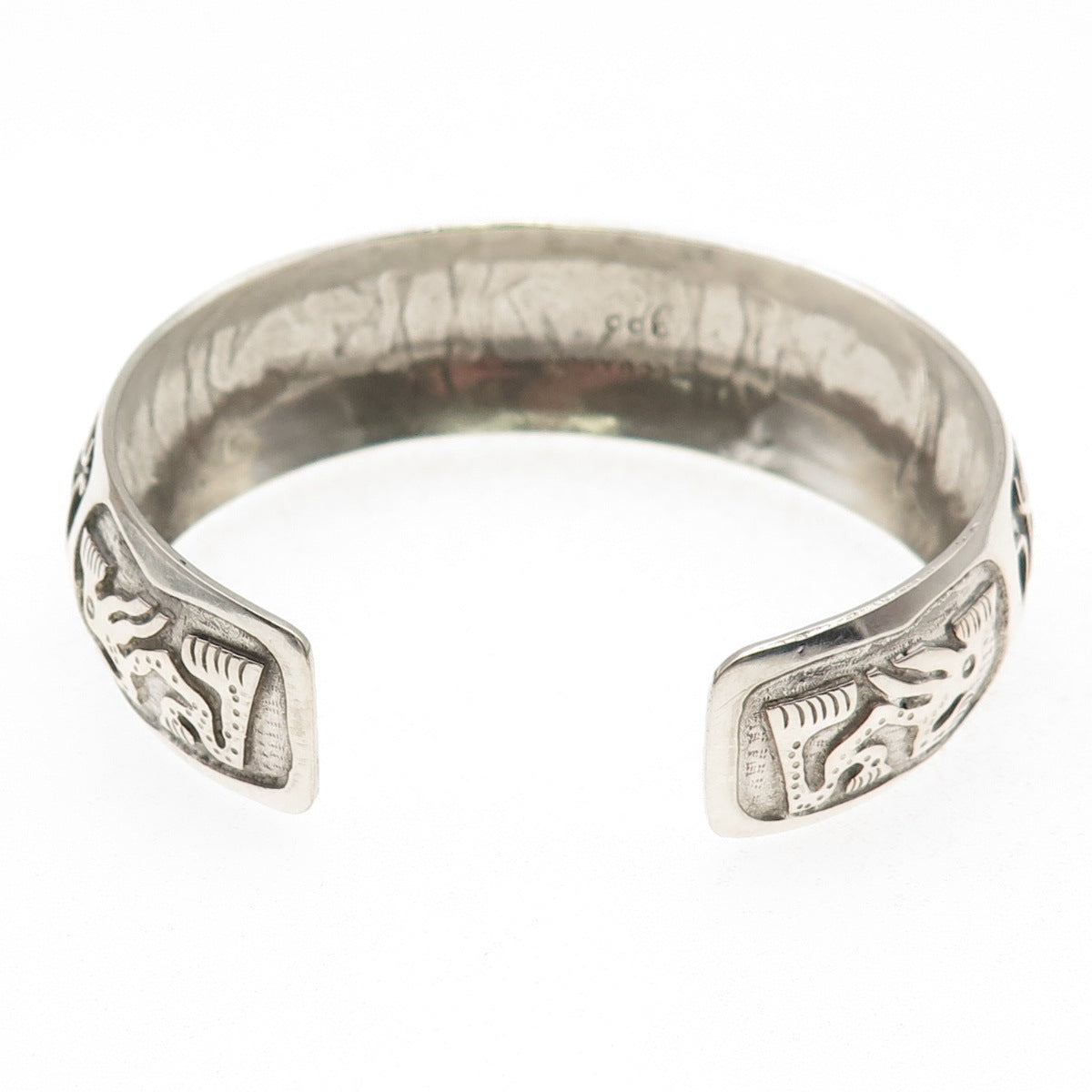 900 Silver Vintage Ecuador Tribal Animal Symbol Adjustable Bracelet 7.75"