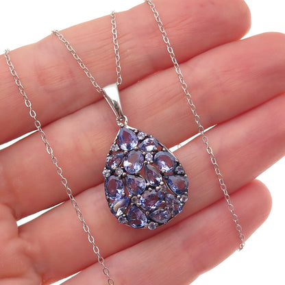 Chuck Clemency 925 Sterling Silver Real Tanzanite Cable Chain Necklace 20"