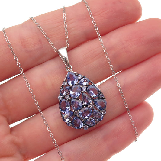 Chuck Clemency 925 Sterling Silver Real Tanzanite Cable Chain Necklace 20"