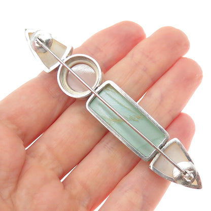 JODIE ARAGONA 925 Sterling Vintage Real Druzy & Optic Fiber Cat's Eye Pin Brooch