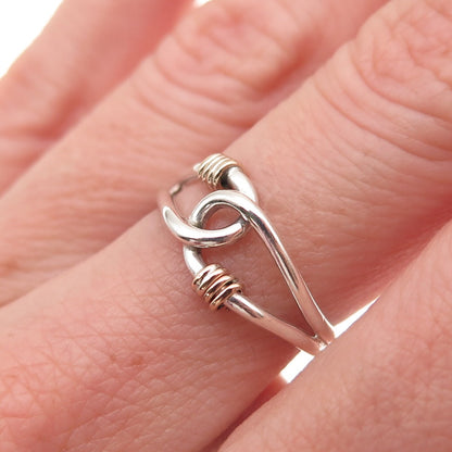 925 Sterling Silver Gold Filled Vintage Interlocked Infinty Ring Size 6