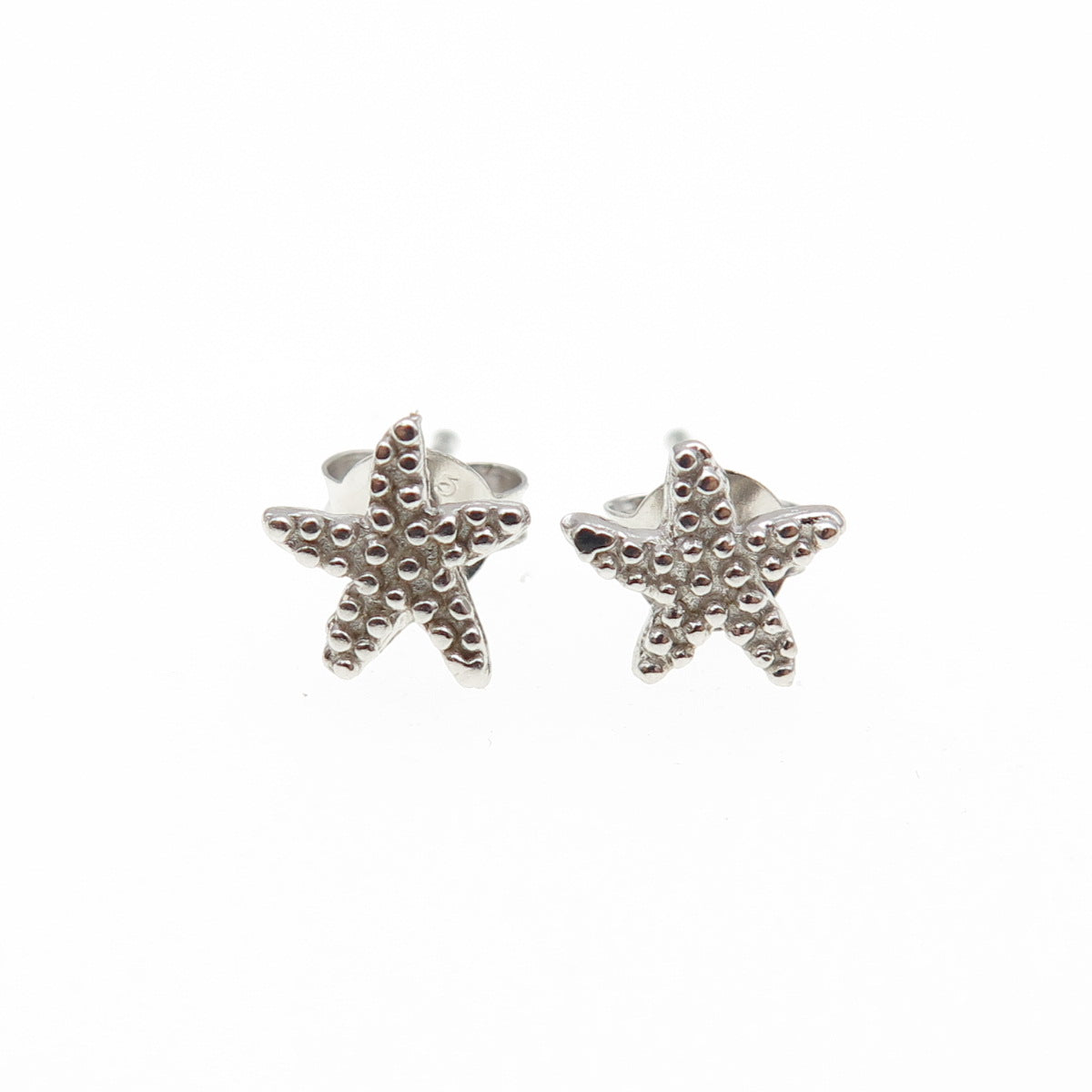 925 Sterling Silver Granulated Starfish Stud Earrings