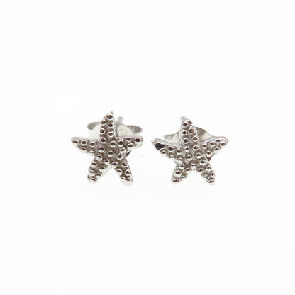 925 Sterling Silver Granulated Starfish Stud Earrings