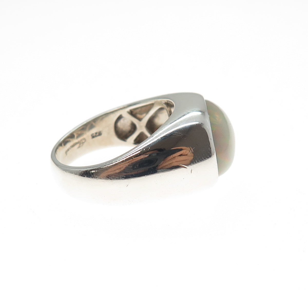 TREMONTI 925 Sterling Silver Vintage Real Opal Modernist Ring Size 10