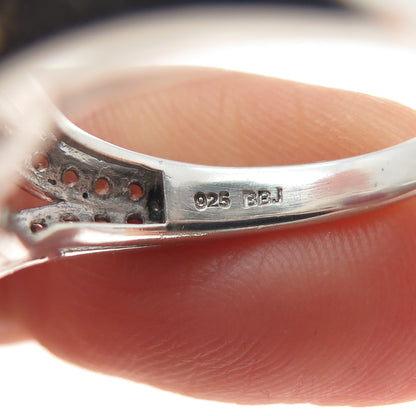 925 Sterling Silver Lab-Created Ruby Real White Topaz Tourmaline Ring Size 6.25