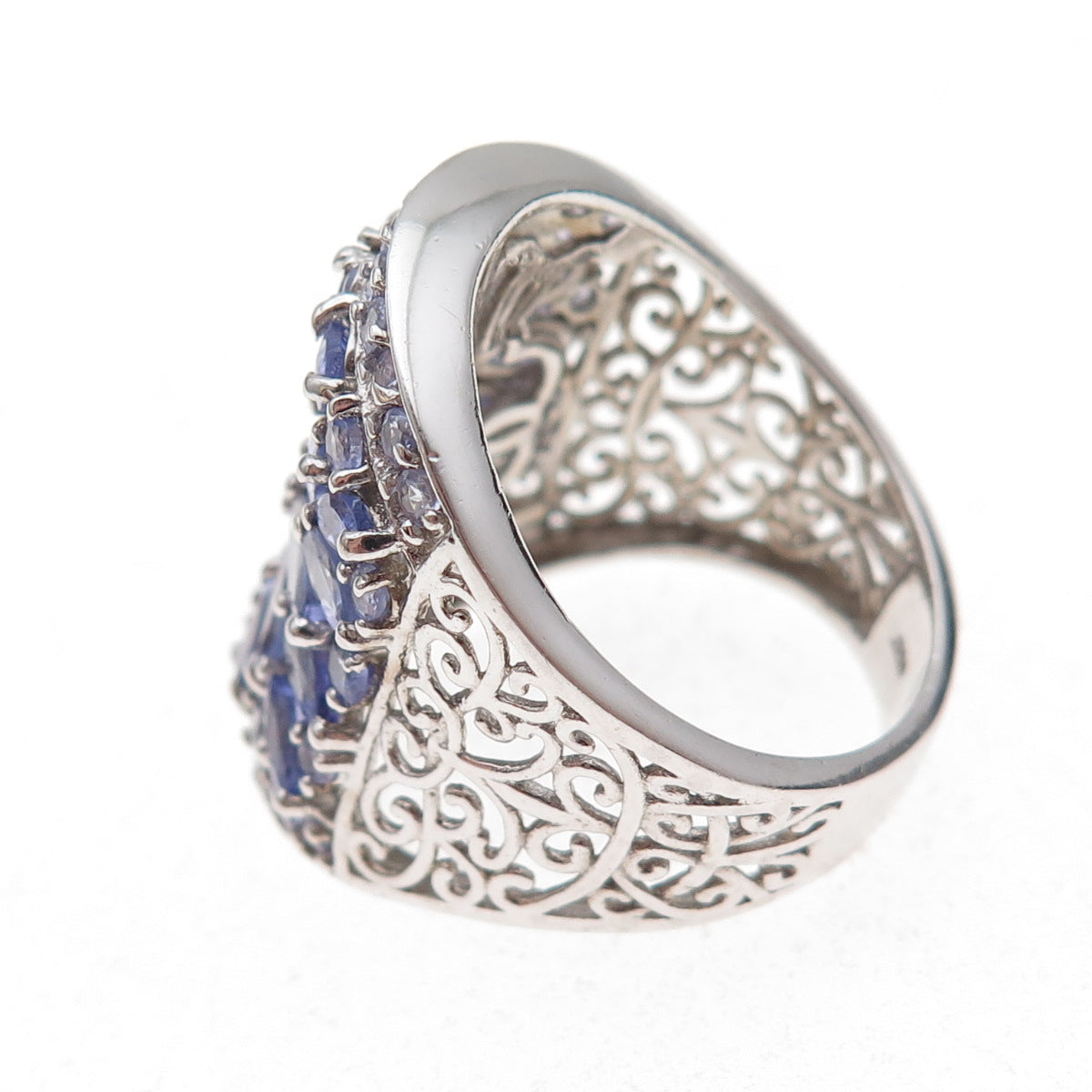 Chuck Clemency 925 Sterling Silver Real Tanzanite & Ruby Ring Size 8.25
