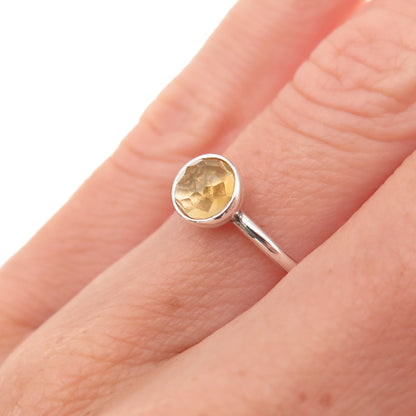 Pandora 925 Sterling Silver Real Citrine November Birthstone Droplet Ring Size 6